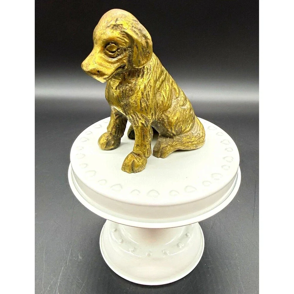 Vintage solid brass dog figurine, Labrador?